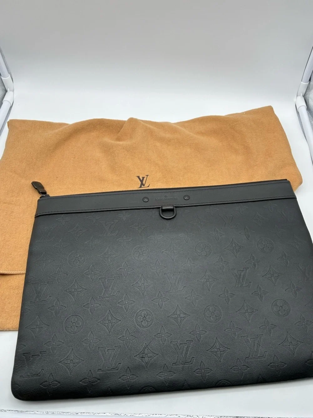 Louis Vuitton Black Monogram Discovery Laptop Pouch pochette w/ COA & dust bag